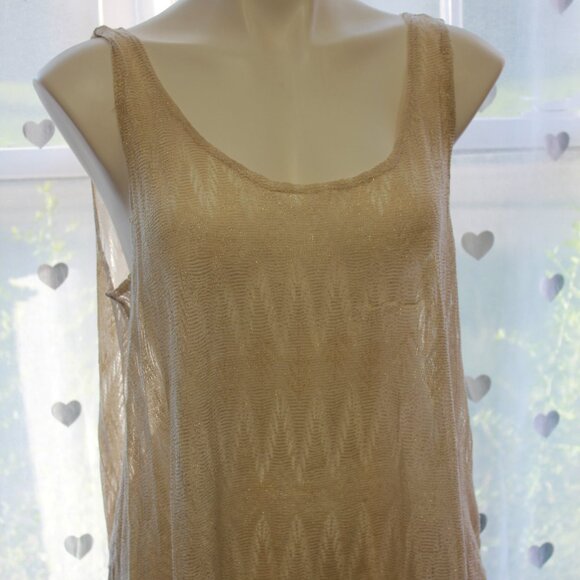 #307 Alexis Taylor White Cream-Colored Shiny Sheer Dressy Tank Size XL - Picture 1 of 10